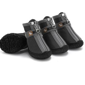 Non Slip Dog Shoes Warm Plush Lining Breathable Pet Boots for Paw Protection (Color / Size: black / 1 Fit width2.5-2.7cm)