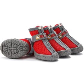 Non Slip Dog Shoes Warm Plush Lining Breathable Pet Boots for Paw Protection (Color / Size: Red / 1 Fit width2.5-2.7cm)